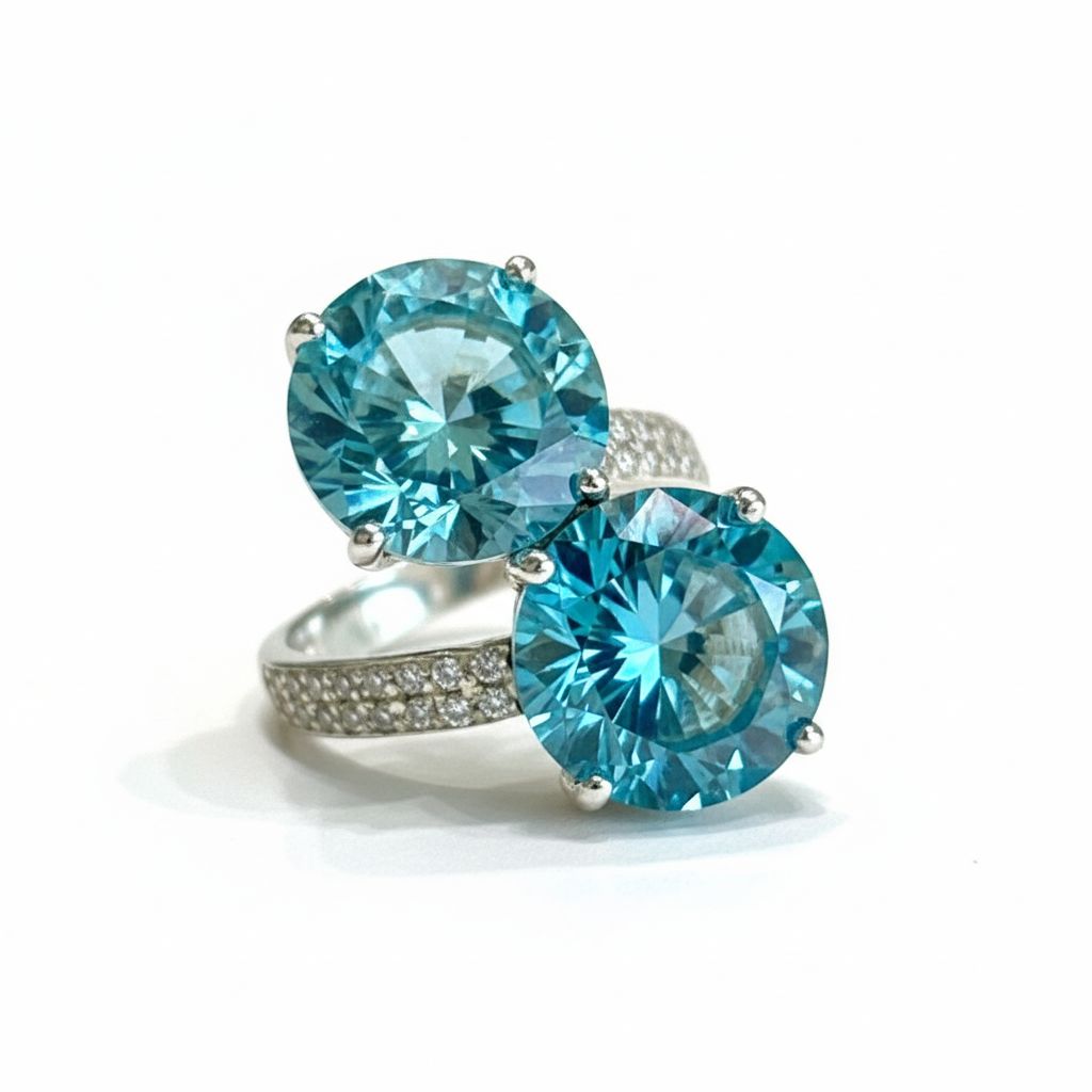 Anillo Tú y Yo con Blue Diamond