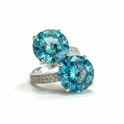 Anillo Tú y Yo con Blue Diamond