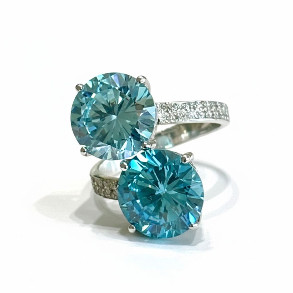 Anillo Tú y Yo con Blue Diamond