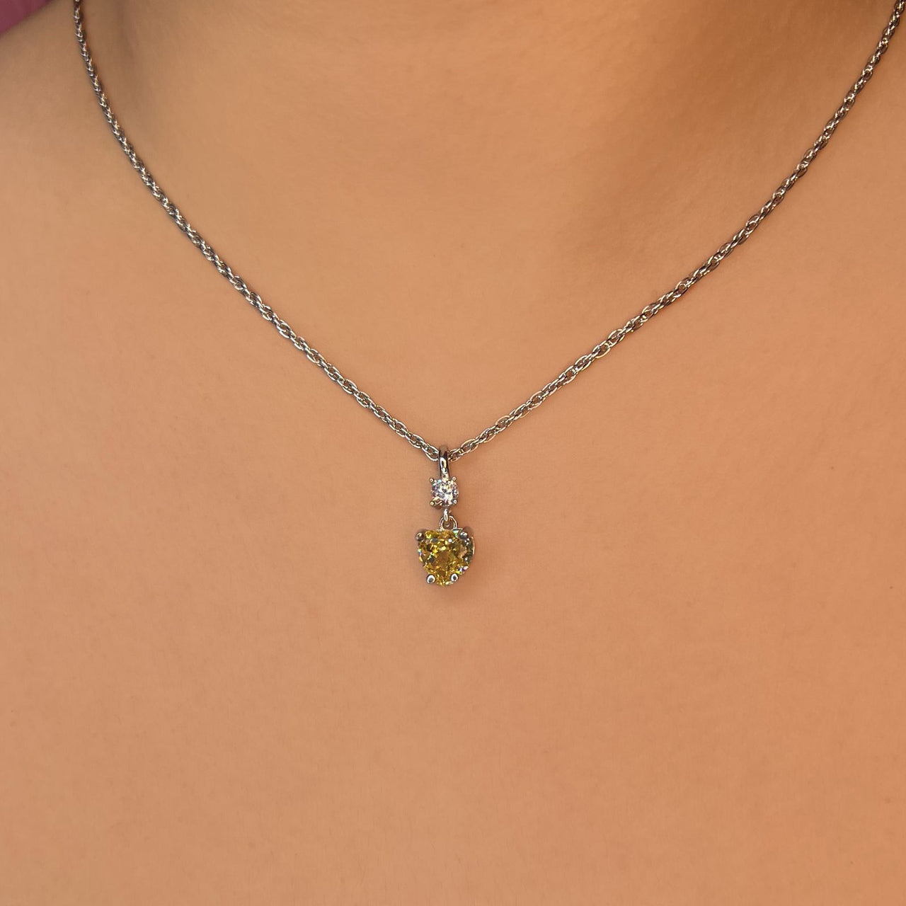 Set de Plata Corazón  con Topacio Canario