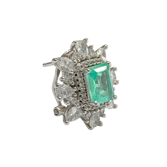 Aretes de Paraíba en Plata.925 con Halo de Topacio Blanco