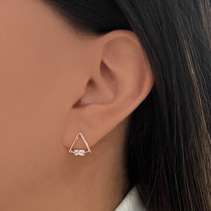 Triangle earring with rectangular zirconia (747)