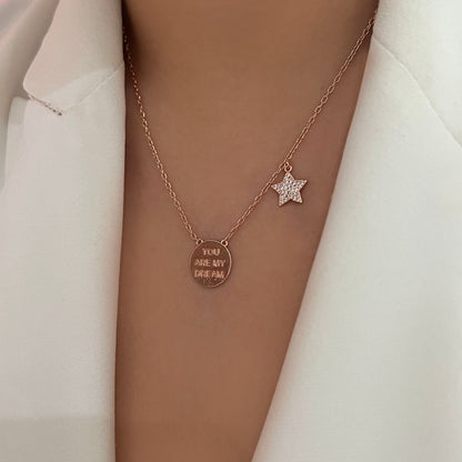 Phrase necklace with star pendant (966)