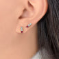 Triple zircon + ruby studs