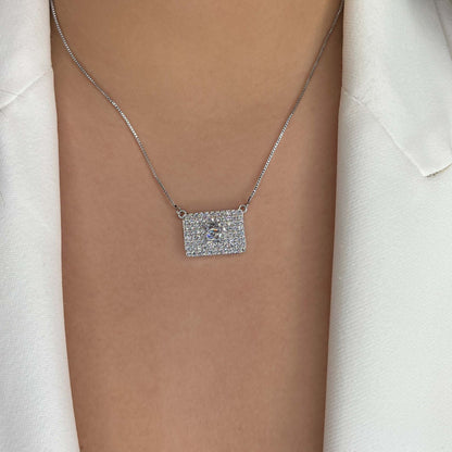 Rectangular micropave necklace (574)