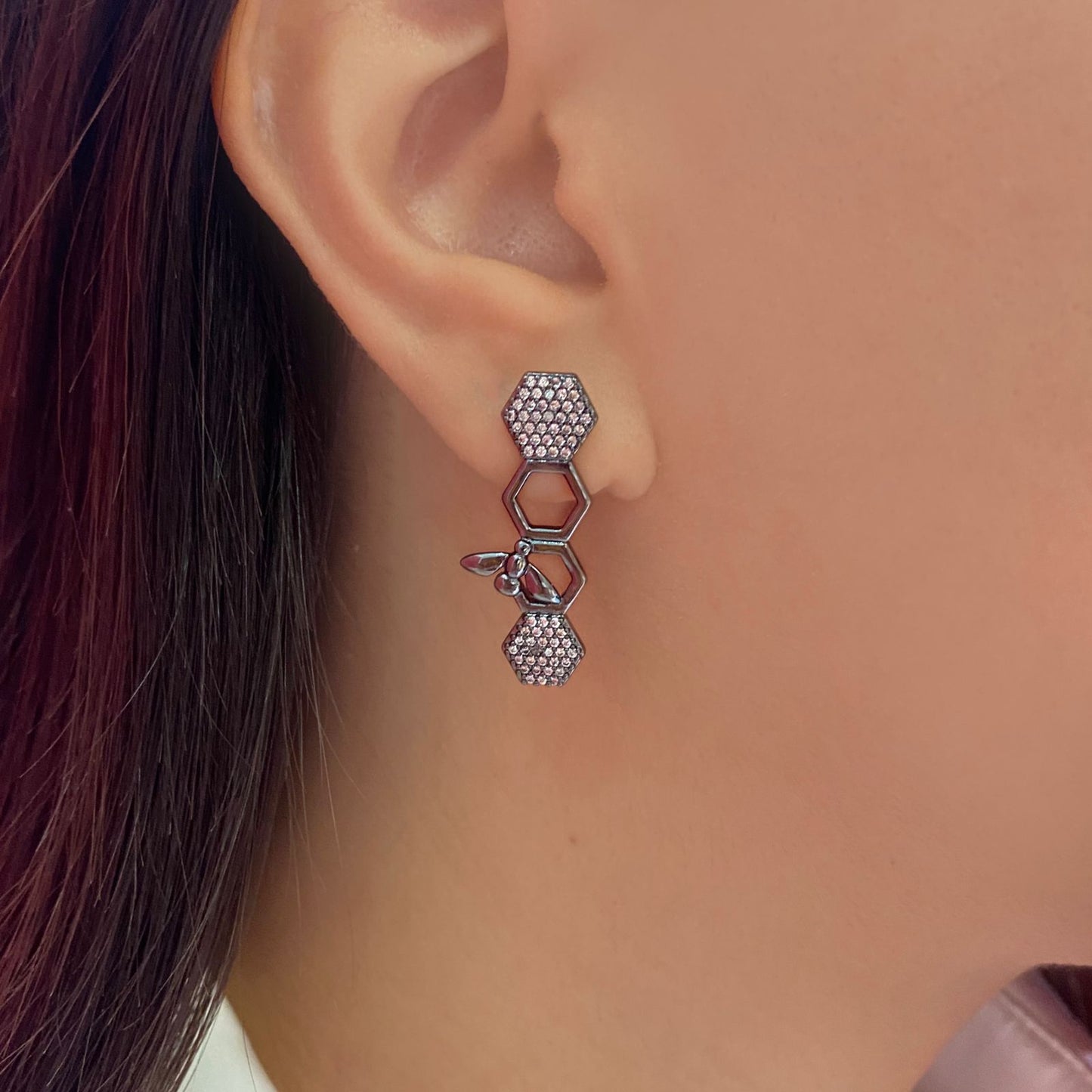 Long Hexagonal Earring (655)