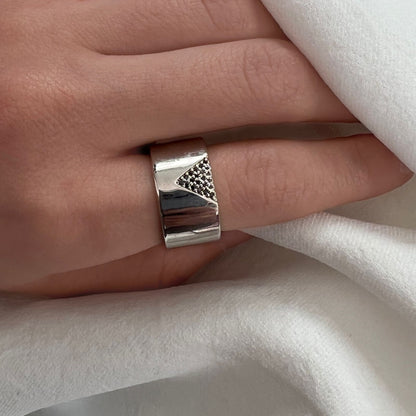 Micropave Triangle Chunky Ring (723)