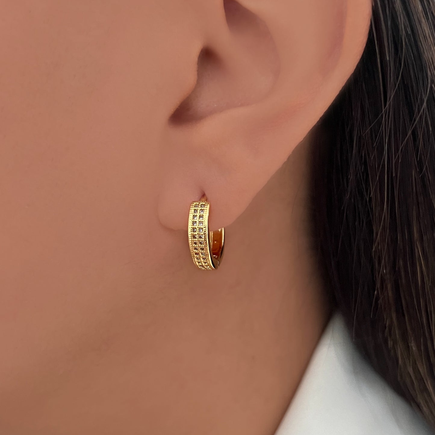 Classic Pave Hoops (N504)