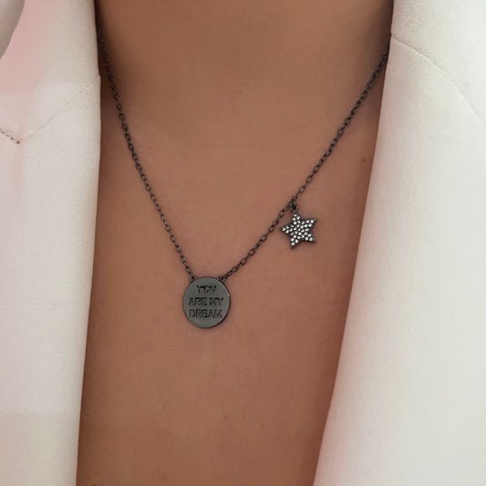 Phrase necklace with star pendant (966)
