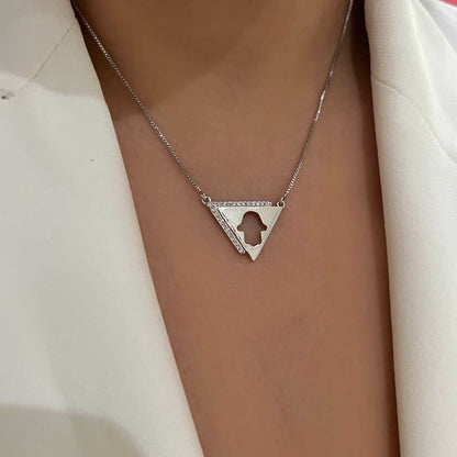 Triangle necklace with hand silhouette (896)
