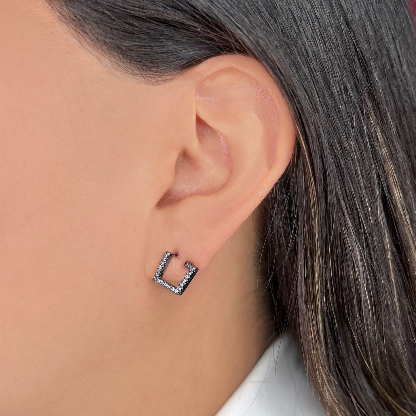 Micropave Semi Square Earring (824)