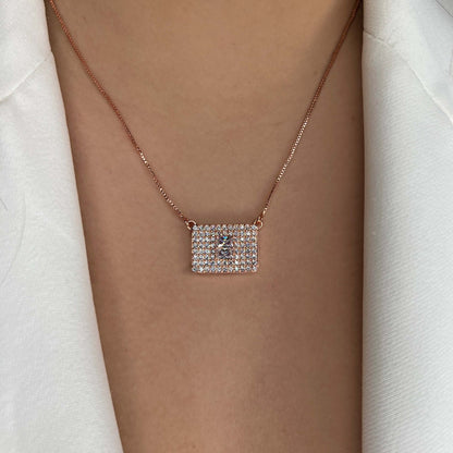 Rectangular micropave necklace (574)