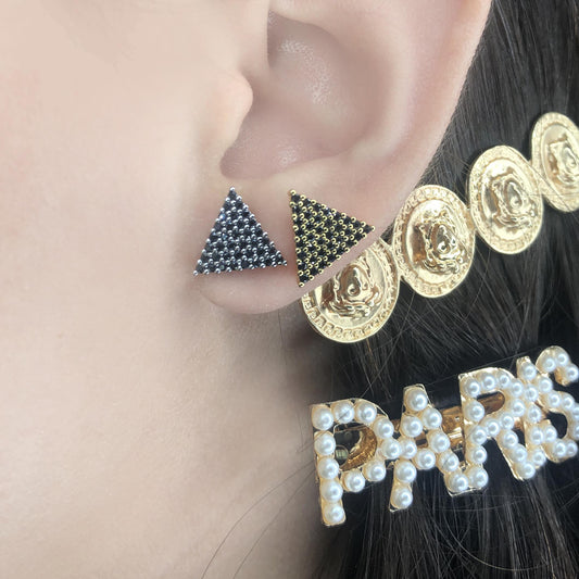 Micropave triangle earring (725)