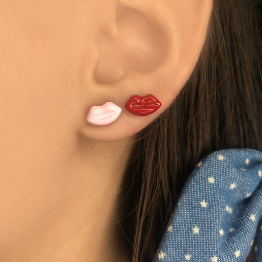 Enameled lips earrings (SC76)