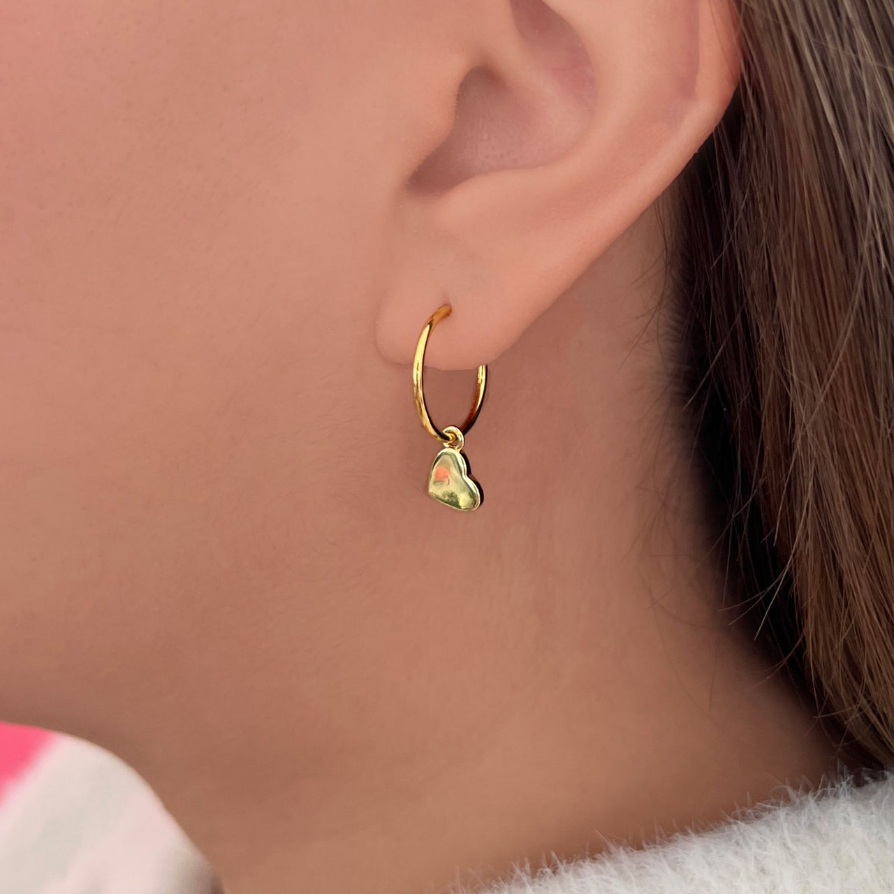 Dangle heart hoops(021)
