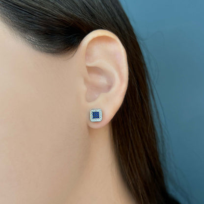 Silver Mini Sapphire Micropave Earring