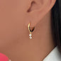 Dangle zircon + pearl hoops (N503)