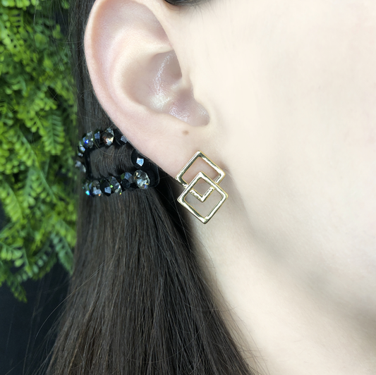 Smooth double square earring (741)