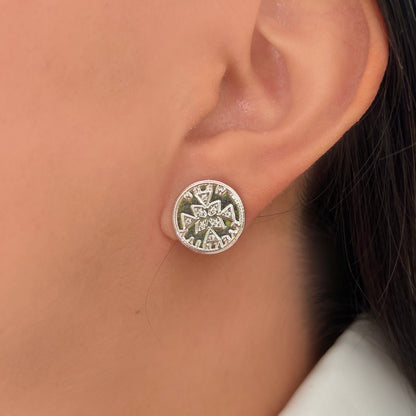 Coin earring with wind rose (821)