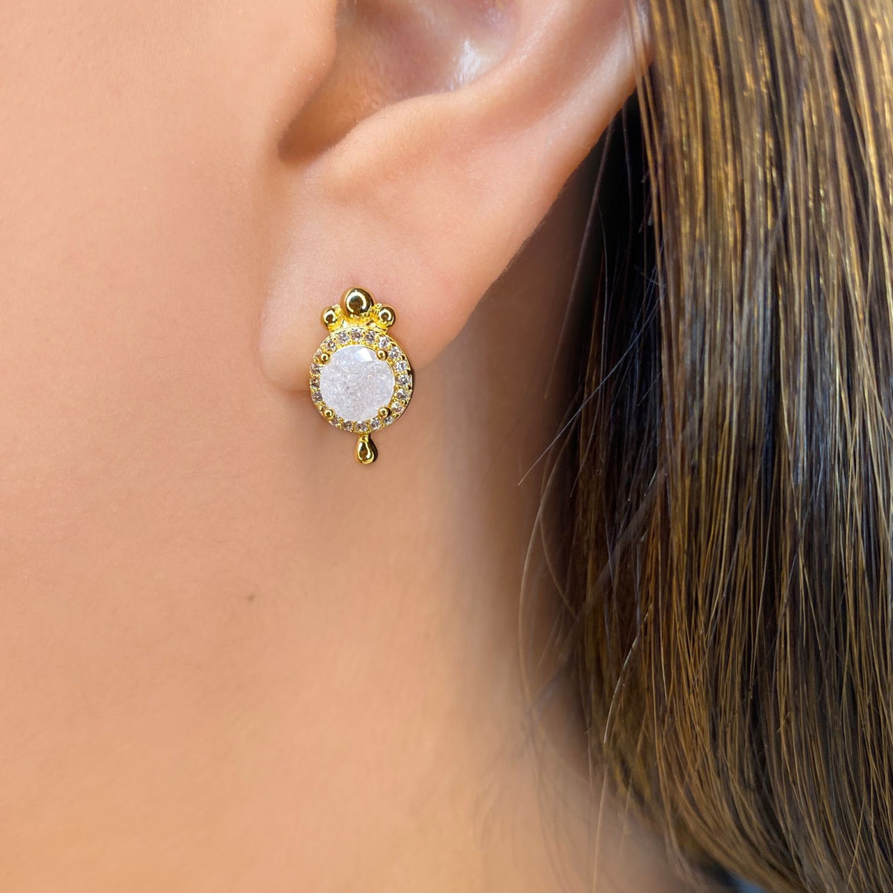 Mirror-shaped popcorn earring (944)